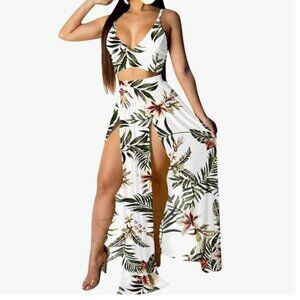 2 piece maxi floral dress